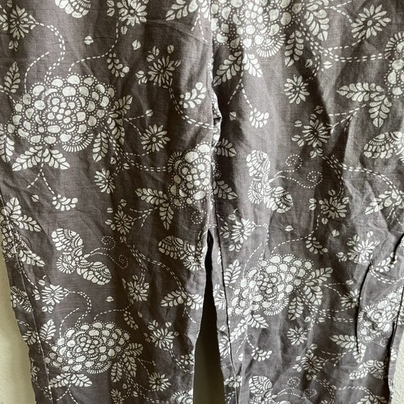 Columbia Women's Taupe Floral Print Cropped Linen Pants Size 8 Style AL8518 - Picture 3 of 10